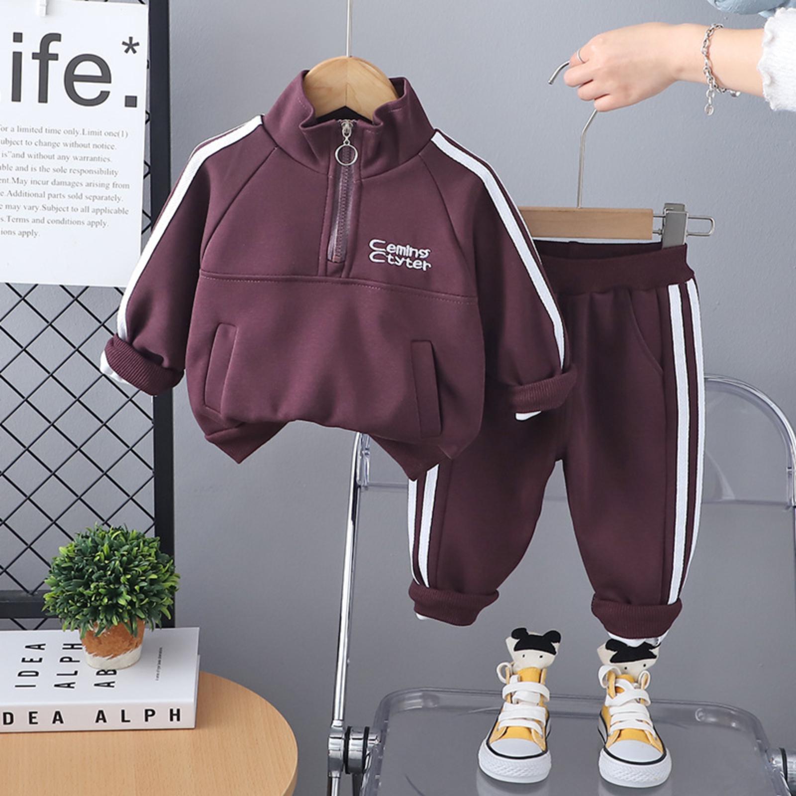 

Children s Half-zip Sweatshirt And Pants Two-piece Set 90 винний