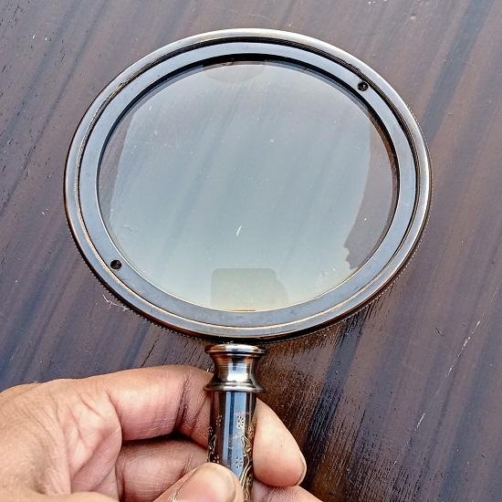 Mosiężne szkło powiększające, Vintage ręczne szkło powiększające, czytanie książki powiększającej, antyczne szkło do czytania, grawerowany prezent