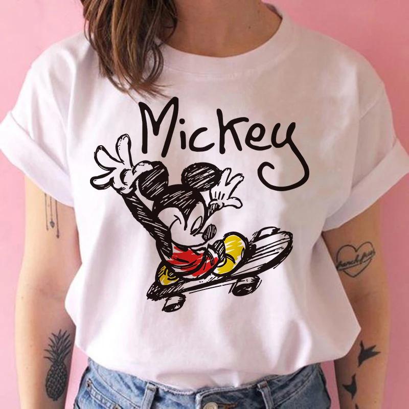 Disney Funny Mickey Tshirt Minnie Mouse Cartoon T-shirt Printing Women Tshirt Female Clothes Kawaii Summer Girls Clothing