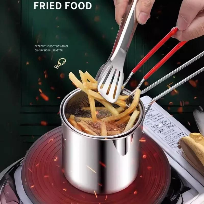 Deep Fryer with Frying Basket Stainless Steel Kitchen Specific Frying Chicken Deep Fryer Multifunction Small Pot Cooking Tools