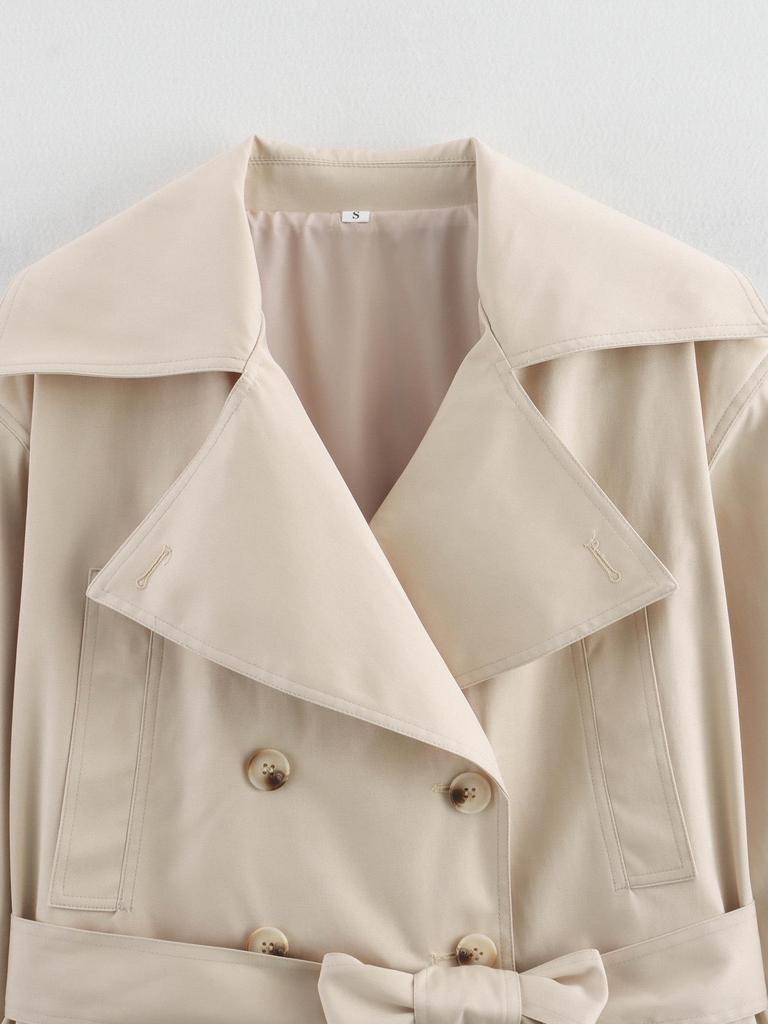 Chaqueta Gabardina Casual con Cinturón y Solapas Moda Femenina Euroamericana