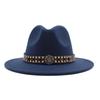 Ji Nan Ladies Wool Jazz Hat Big Eaves Hat Trendy Flat Edge Top Hat