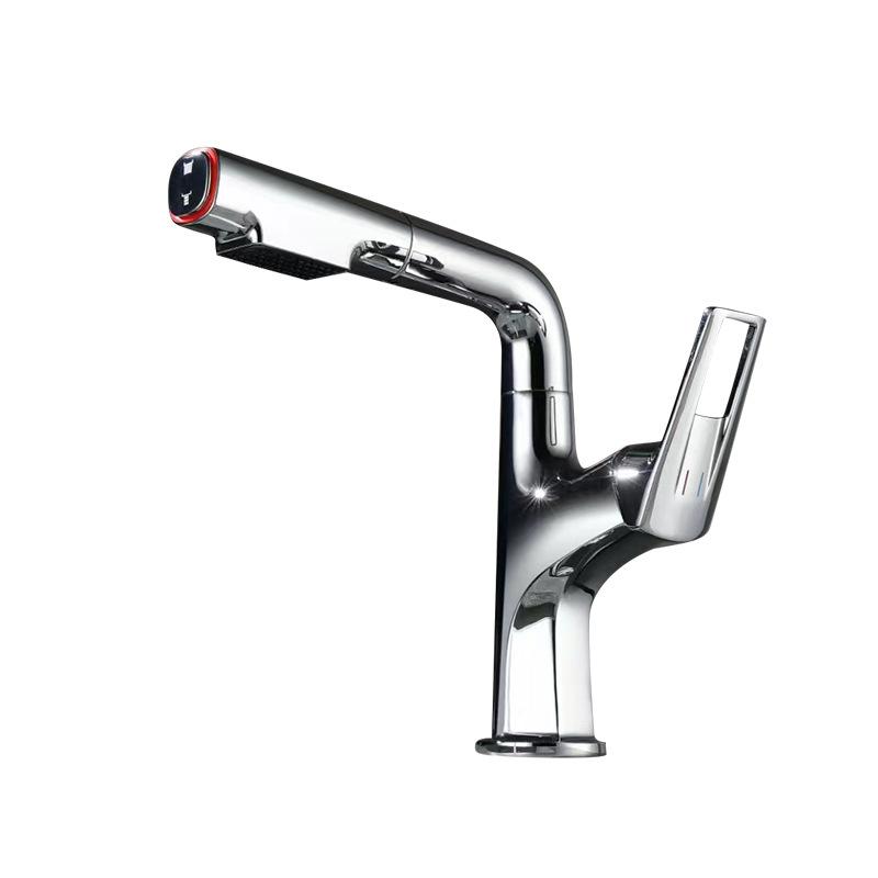 

Матовый золотой выдвижной смеситель для раковины в ванной из латуни с одним отверстием и одной рукояткой для горячей и холодной воды, смеситель для раковины, цвет оружейный серый/белый/черный