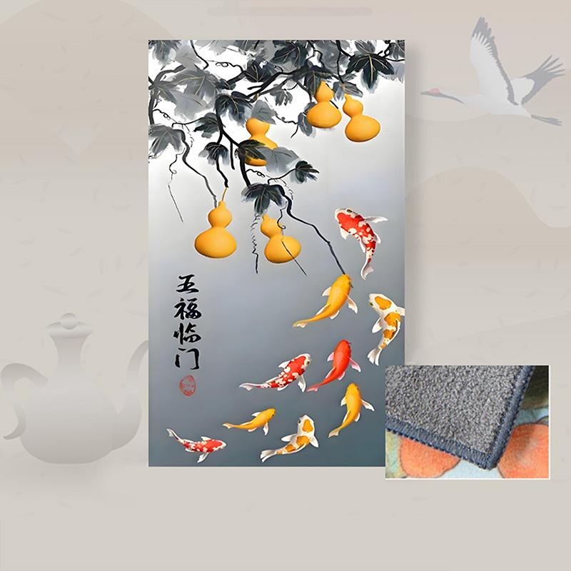 30*18Cm High-End Tea Towel With Retro Style And Colorful Painting, Special Tea-Drinking Cloth, Premium Tea Set