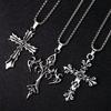 Gotische Vintage Geschnitzte Kreuz Anhänger Halskette Set Silberfarben Kasten Kette Halsketten für Männer Frauen Punk Streetwear
