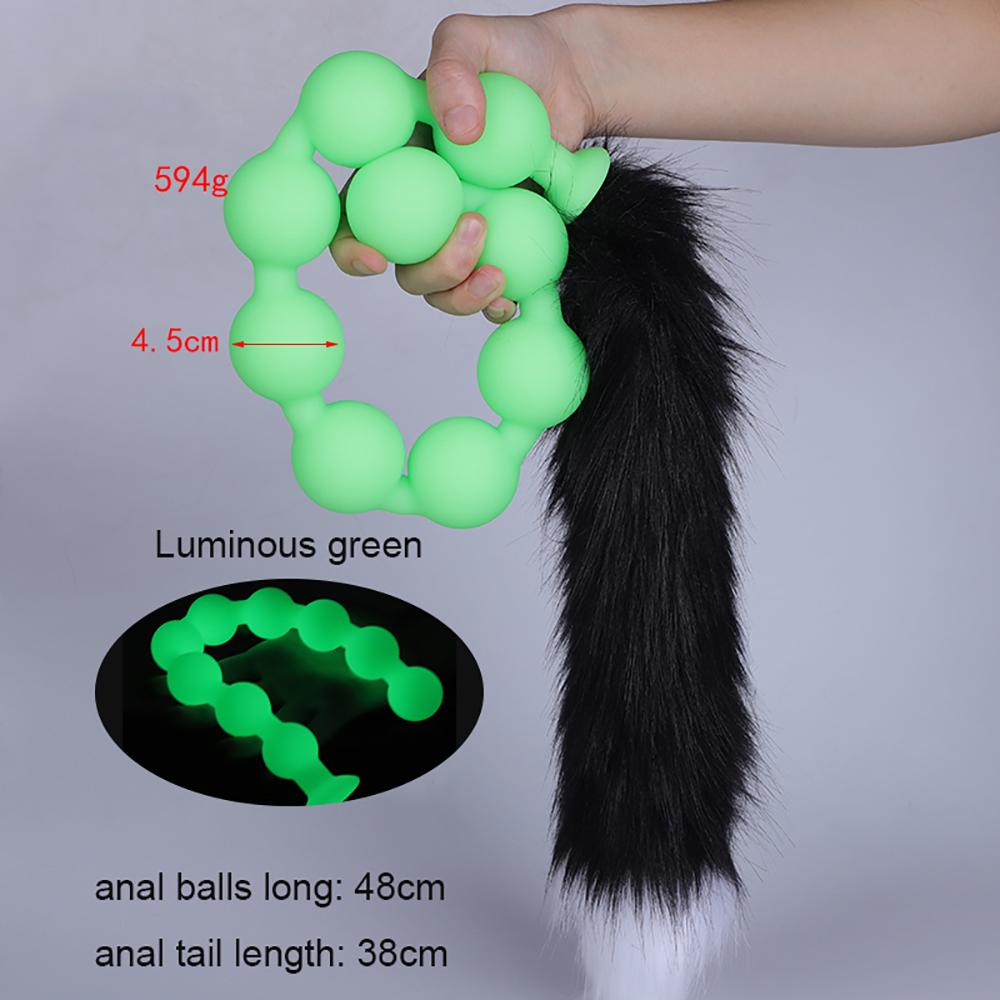 Huge 9 Ball Anal Plug Tail Sex Toys For Men Women Anal Dilator Soft Butt Plug with Tail Anal Beads Sex Party Erotic Toy Butplug