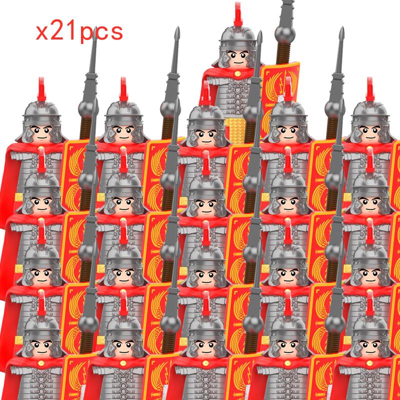 MOC Medieval Roman Soldiers Building Blocks Skutatoi Centurion Signifer Castle Figures Bricks Toys for Kids Gifts