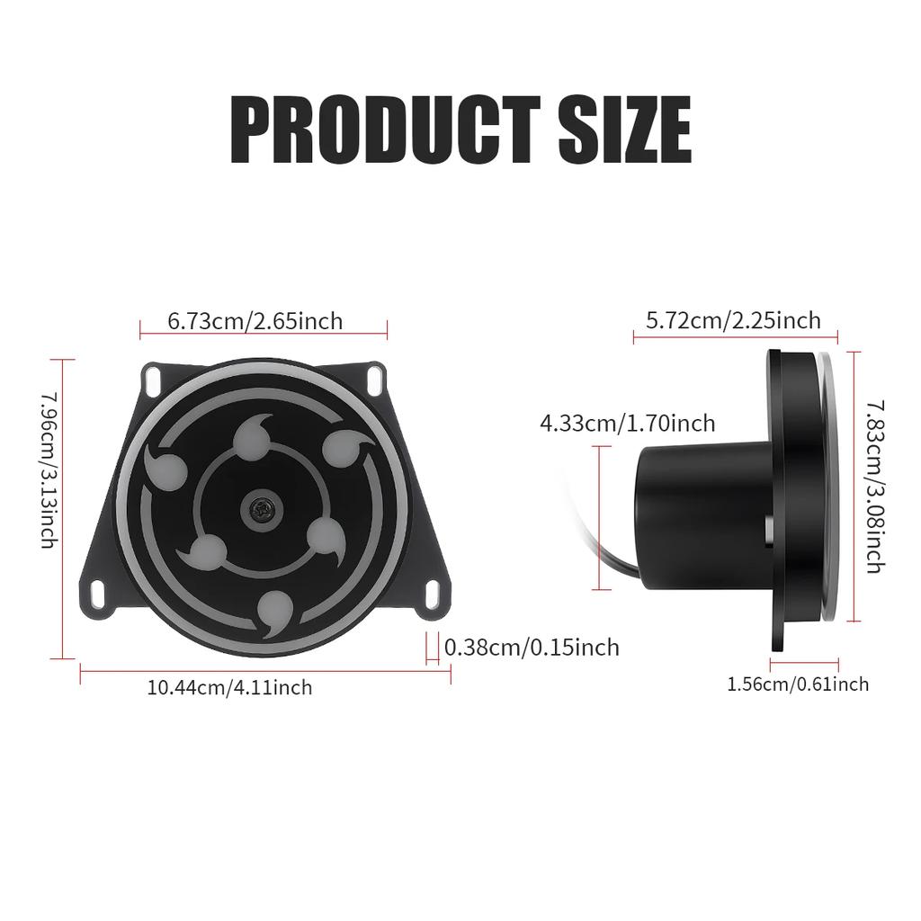 1x Motorcycle LED Anime Cool Rotating Wheel Eyes Decorative Rear Tail Light RGB Angel Eye Aperture Automobile Fog Lamp JDM