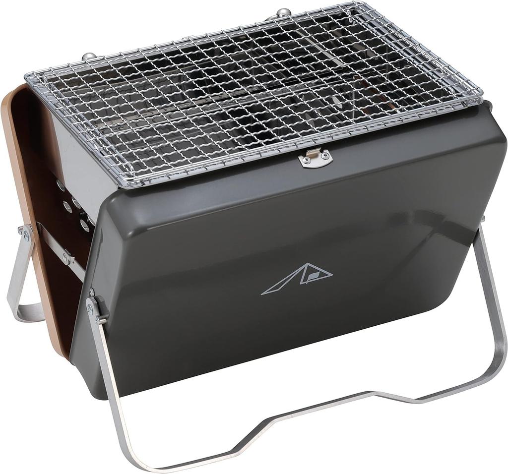 CAPTAIN STAG BBQ Tabletop Aging Gray x Camp Out Grill, V-shaped, Grill, Tan, UG-96