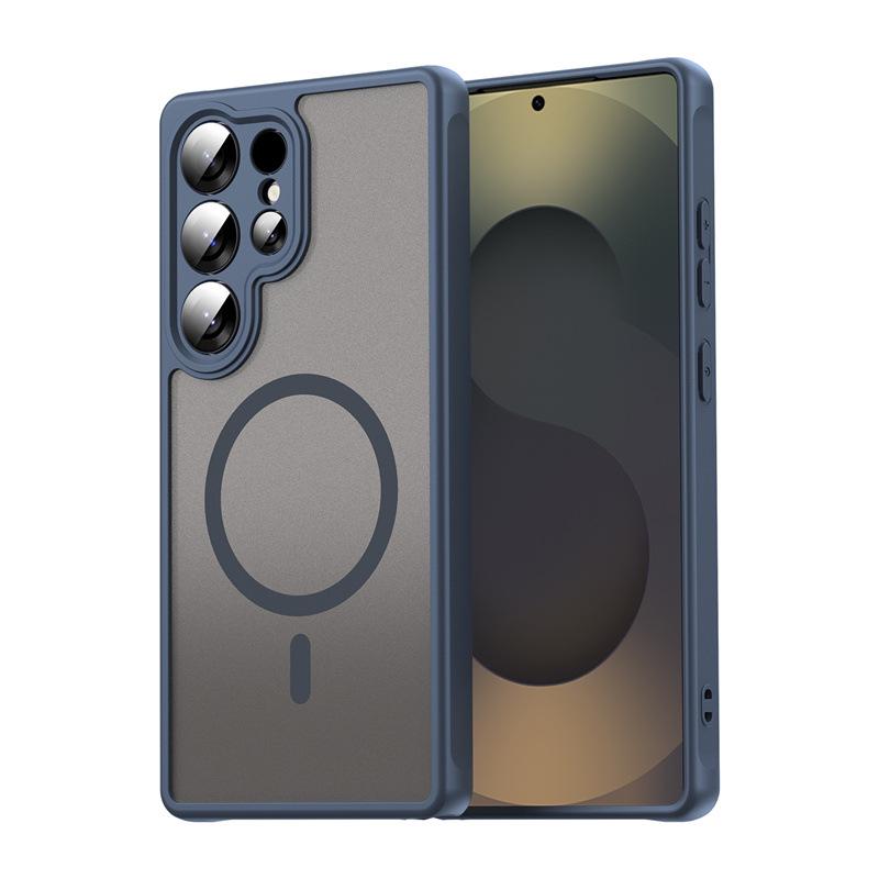 

Magnetic Samsung S26/S24 Phone Case: Frosted S25Edge, A17, A56, A16 Semi-Transparent Design Galaxy A35 5G синий