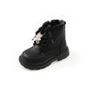 Niedliche modische Mädchen-Stiefelette Neu Schwarz Vielseitig Kinder Lässige Schule Lederstiefel Cartoon Bär Trend Kinderstiefel Rutschfest