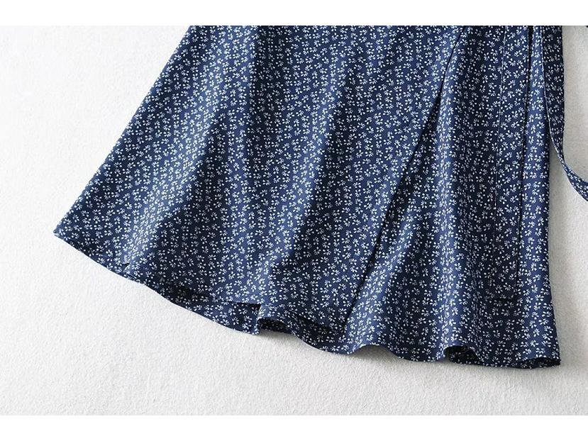 YPFF Floral Print High Waist Midi Wrap Skirt - European & American Style Women's Summer Tie-Up Skirt.