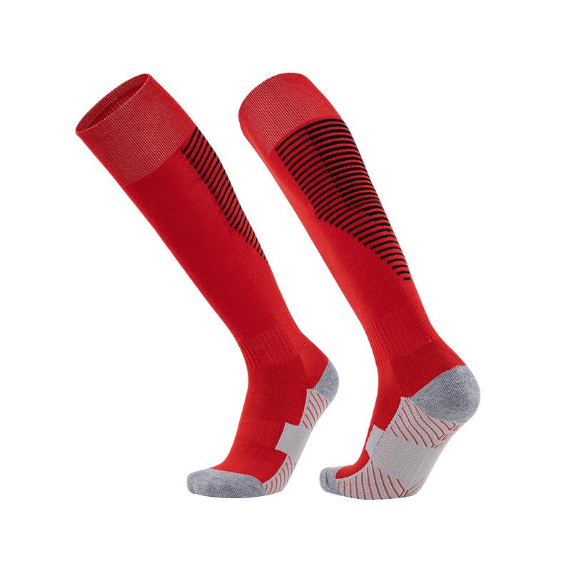 Colorful Terry Bottom Anti-Slip Over-the-Calf Breathable Football Socks for Adults
