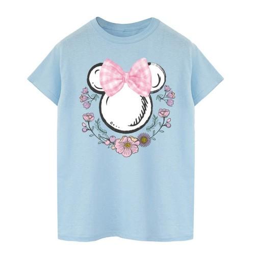 Disney Womens/Ladies Minnie Mouse Flowers Cotton Bow Boyfriend T-Shirt