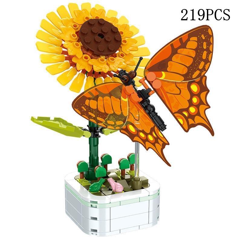 64 Styles Rose Flower Building Block Flower Eternal Bouquet Prickly Pear Model Plant Decoration Educational Toy For Kids Gift