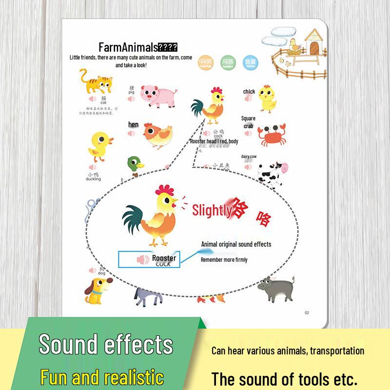 Haiyue Zweisprachiges Baby-Soundbuch: Frühes Lernen & Kognitive Bildenzyklopädie