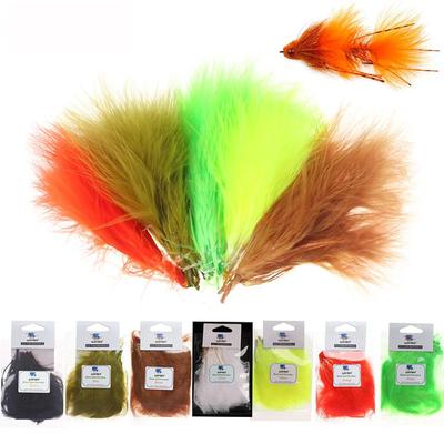 Plume de marabout colorée, matériel de montage de mouches, pour Woolly Bugger Streamer Fly, appâts de pêche à la truite et au bar