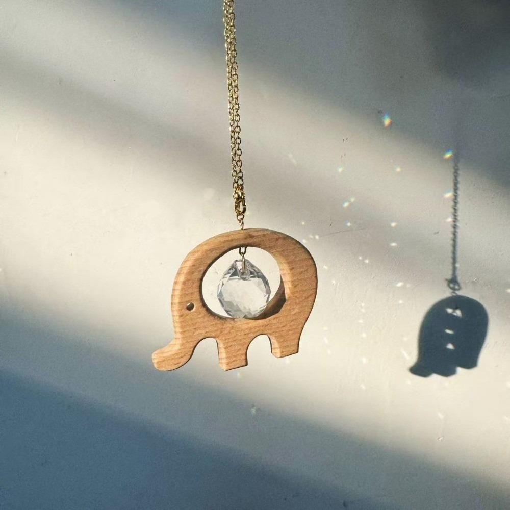 

Spinner Sunlight Catcher Wind Chime Wooden Hanging Sun Catcher Window Decor Elephant