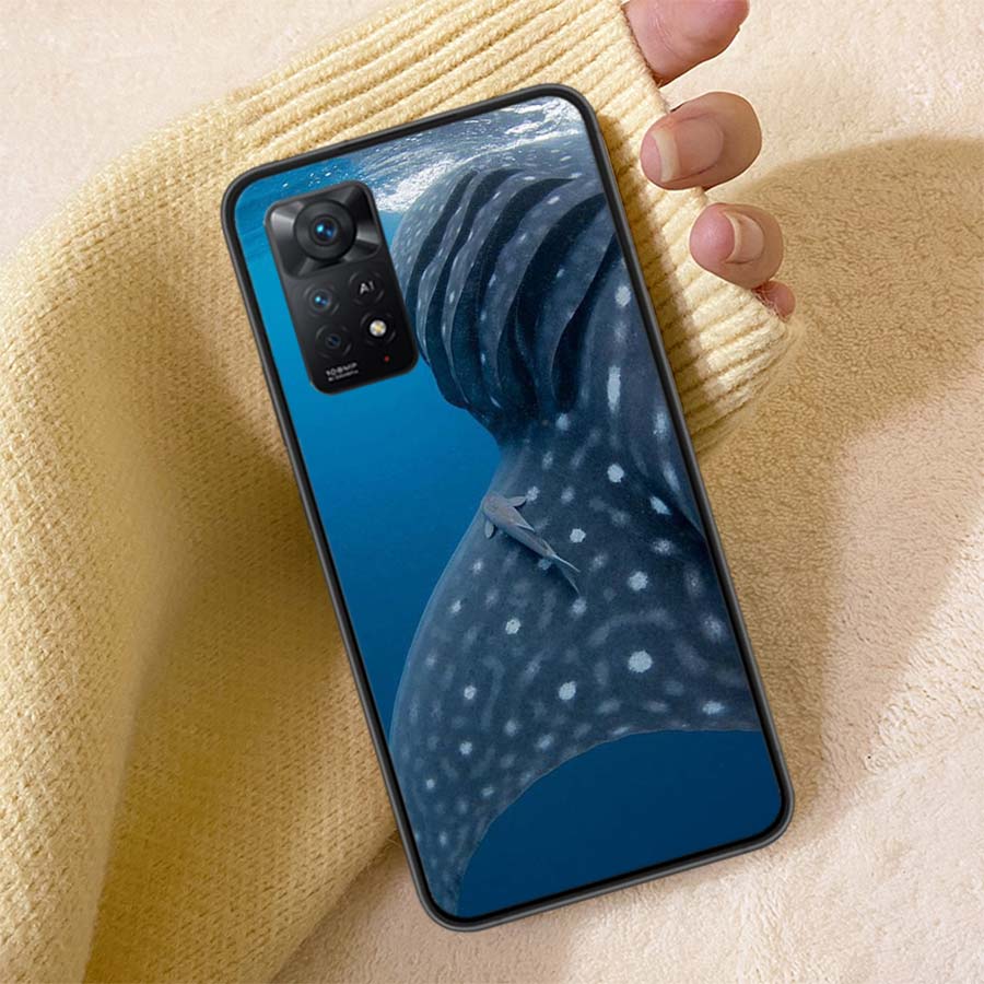 Ocean Whale Shark Swimming Phone Case For Redmi Note 13 14 15 Pro Plus 12 13C 12C 15C 9 10 10C 9T 9C 9A TPU Soft Cover Clear Cel