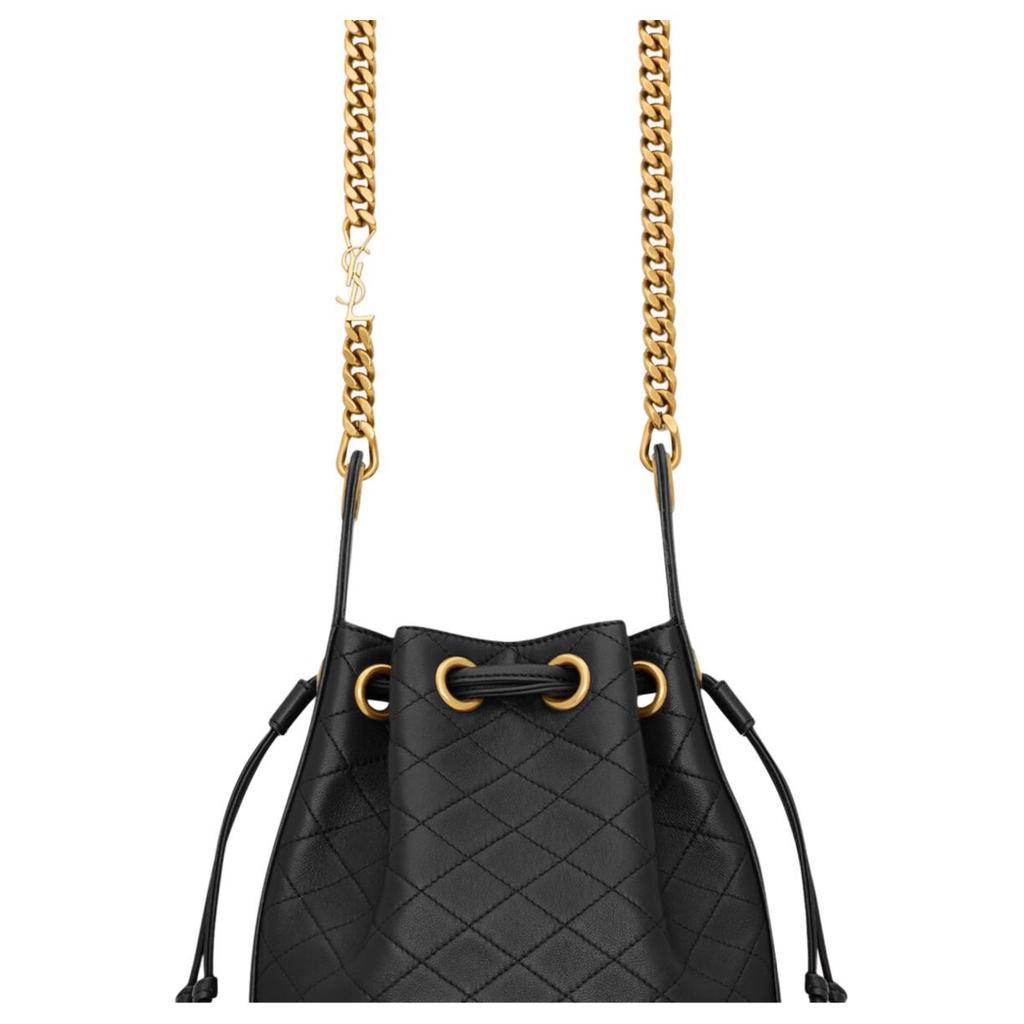 Saint Laurent Cassandre Bucket Bag In Lambskin Nero Women Bags Black 840886-1EL07-1000