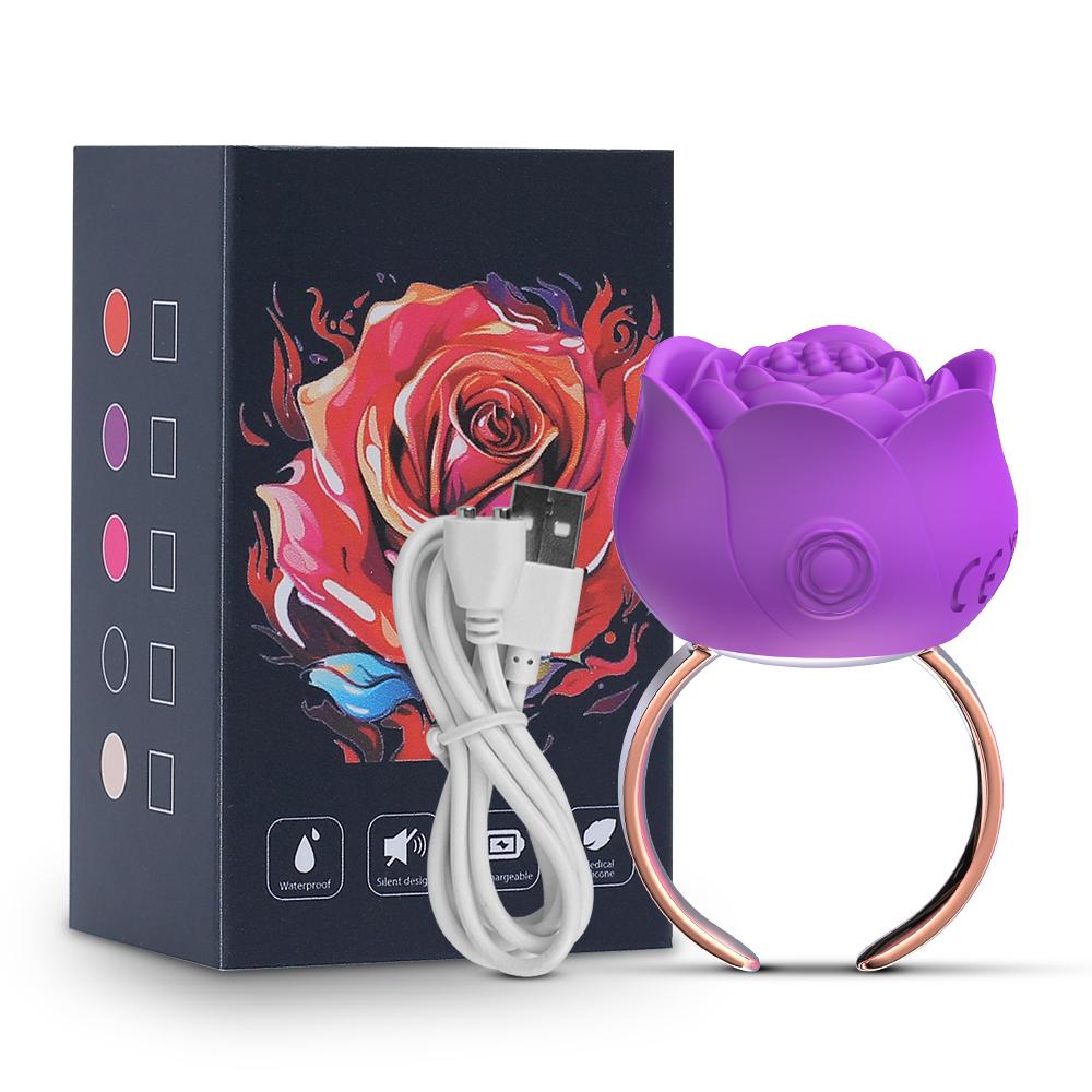 FairyKiss Rose Finger Ring Vibrator for Women Mini Clitoris Nipple Stimulator 10 Vibration Modes Adult Tease Sex Toys Massager