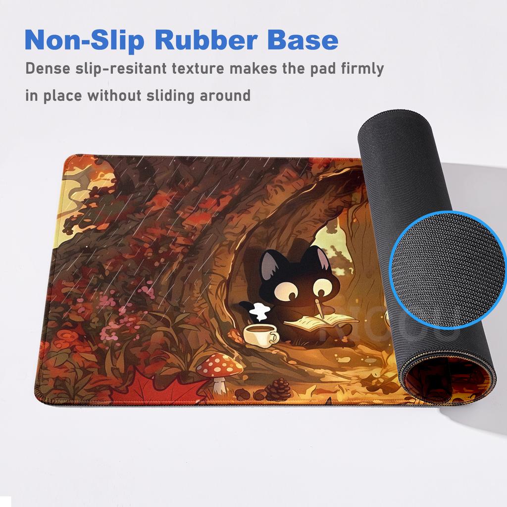 Cute Black Cat Mouse Pad Large Computer Office Game Table Mats XXL Rubber Non-slip Gaming Keyboard Accessories Extended Desk Rug