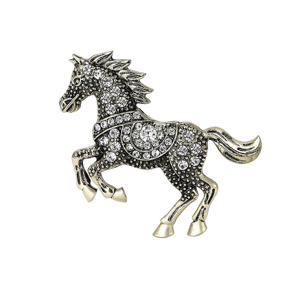 Gift Rhinestone Running Horse Brooch Traditional Vintage Zodiac Animal Badge Retro Brooch Pins Cultural Art