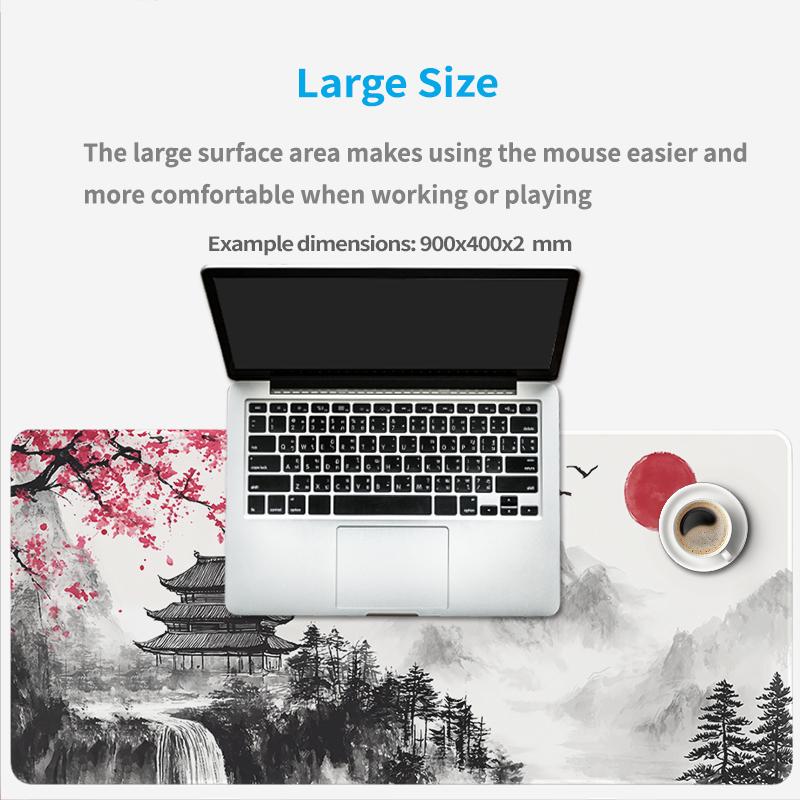 Mouse Pad Red Sun Temple Ink Landscape Gaming XL Computer New Mousepad XXL MousePads Non-Slip Office Natural Rubber Mice Pad