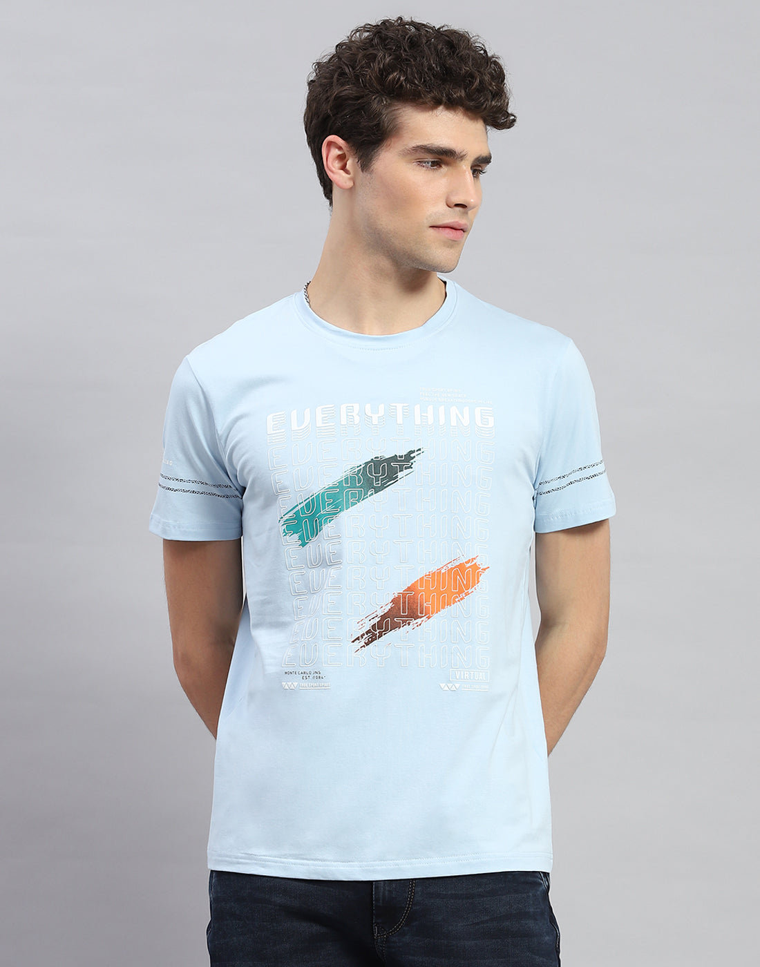 Monte Carlo Men Regular Fit Sky Tshirt L небо