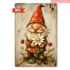 Tin Sign Gnome Garden Decor Cute Gnome Holding Flower Vintage Rustic Metal Wall Plaque  Printing for Home Bar Pub Man Cave Cotta