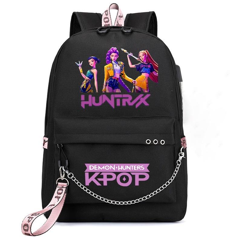 Popular Korean Drama Kpop Printing Student Schoolbag Chain Trendy Backpack Usb Schoolbag backpack