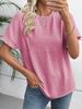 2026 European & American Women's Summer Casual Solid Color Round Neck Short Sleeve Loose T-shirt
