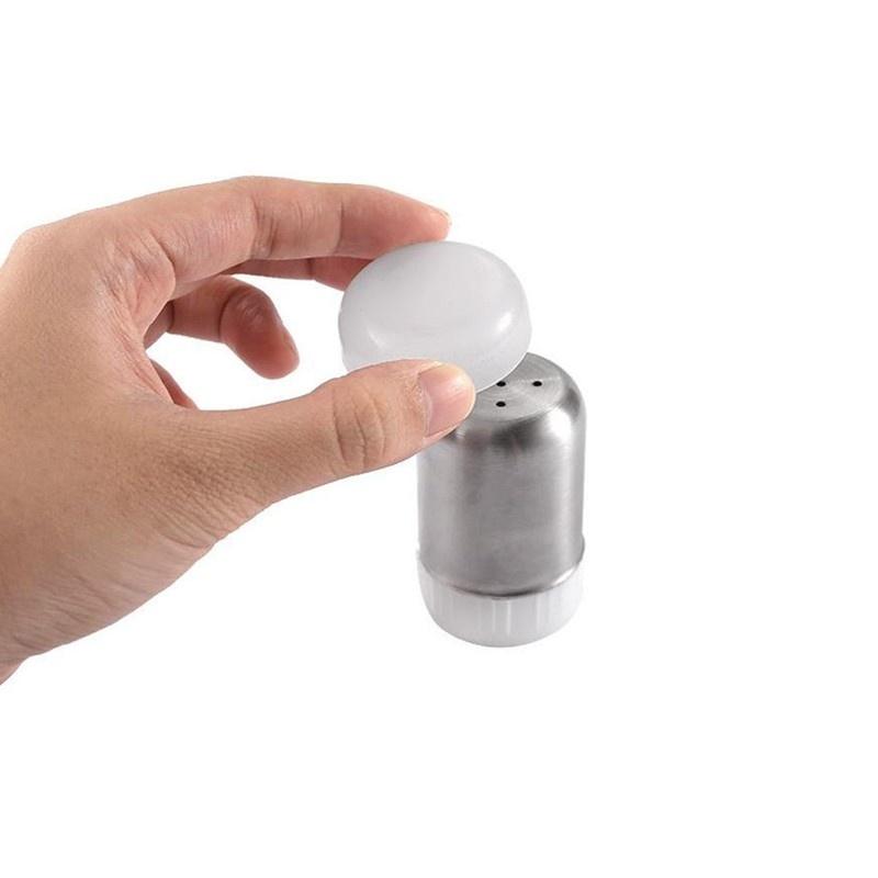 Stainless Steel 5-Hole Salt Shaker Portable Mini Seasoning Bottle With Dust Cover Small Pepper Bottle Condiment Jar Kitchen Tool