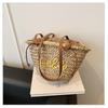 Large capacity bag women's summer new casual shoulder bucket bag woven straw seaside beach bag