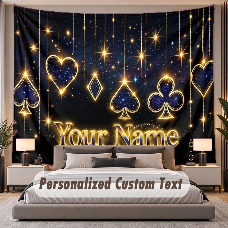Astronaut Space (77) Theme Personalized Tapestry Custom Name Text Wall Hanging Tapestry Home Background Decoration