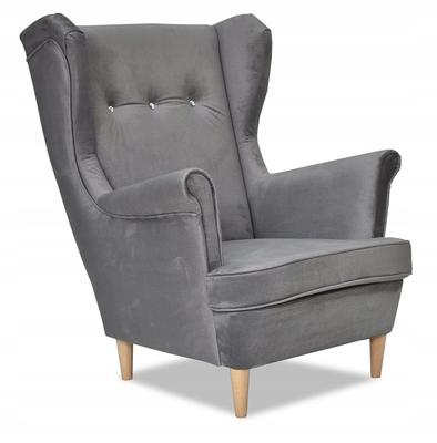 ARI Scandinavian Family Furniture Wing Chair In Velvet, Shades of Grey