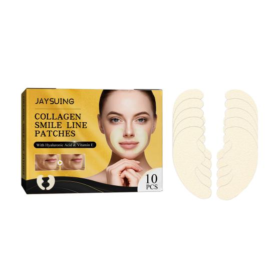 10Pcs/Box Smile Line Patches Non-irritating Effective Firm Skin Reduce Wrinkle Collagen Smile Line Patches for Skin-care