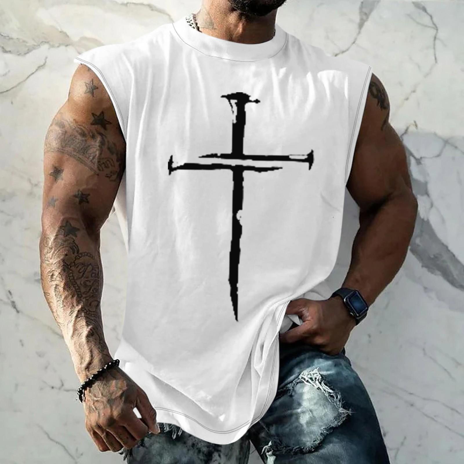 

Летний мужской однотонный поглощающий пот дышащий жилет без рукавов с принтом и расширяющимся плечом XXXL