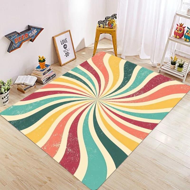 Colorful Striped Carpet for Living Room Living Room Bedroom Grid Style Carpet for Dining Dormitory Room Home Decoration