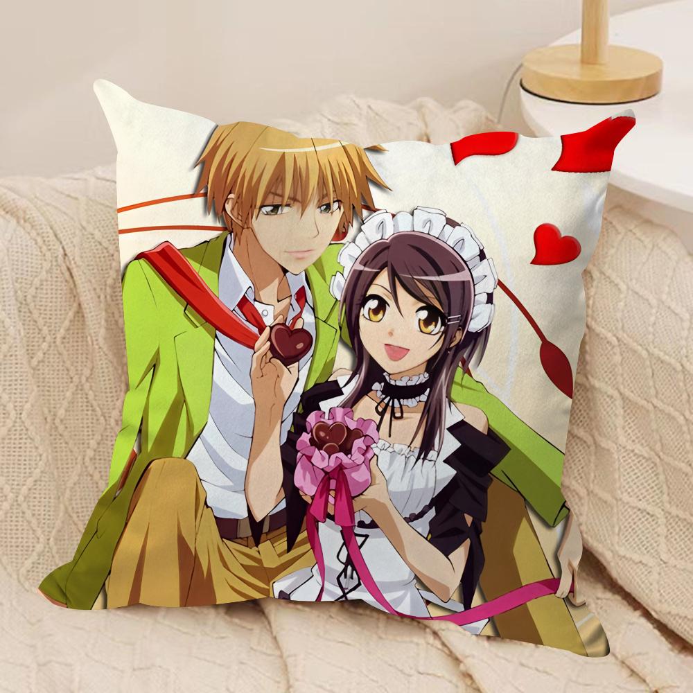 Japanese Anime M-Maid Sama Cushion Cover Silky Short Plush Invisible Zipper Dustproof Sofa Pillow Case For Home Decor
