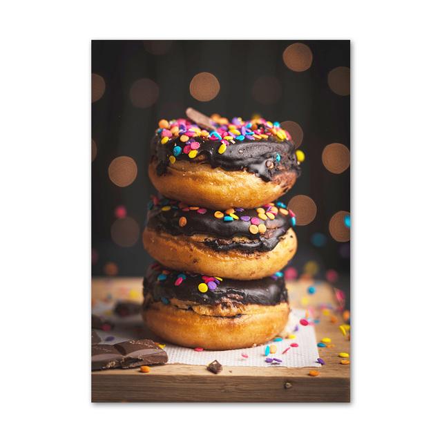 Snídaně Čokoládový prsten Dort Káva Chléb Severské Plakáty Reprodukce Nástěnné Umění Obrazy Obrazy Obrazy Dezert Obchod Domácí dekorace