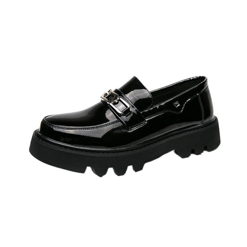 Men's platform big head leather shoes spring and autumn new men's fashion glossy thick sole