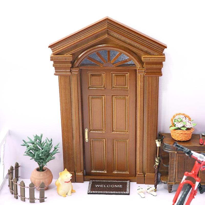 1:12 Dollhouse Miniature European Retro Villa Door Simulation Door Furniture Model Decor Toy Doll House Accessories