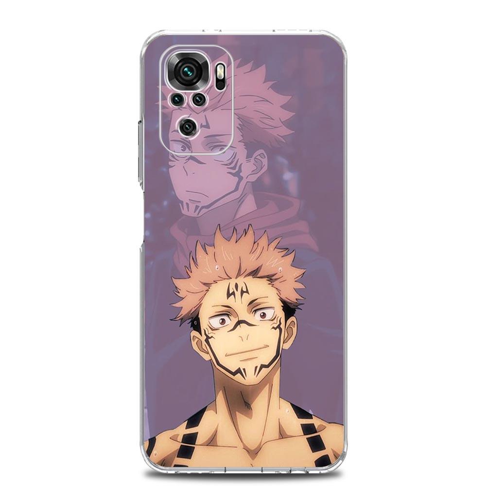 Transparent Phone Case For Xiaomi Redmi Note 10 11 Pro 9S 9 8 7 8T 9C 9A 8A K40 Pro Soft Silicone Cover Sukuna Jujutsu Kaisen