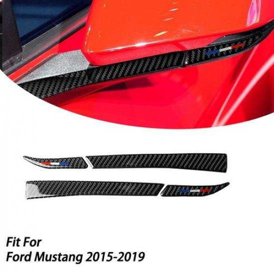 4× Carbon Fiber Side View Mirror Cover Trim Sticker For Ford Mustang 2015--W
