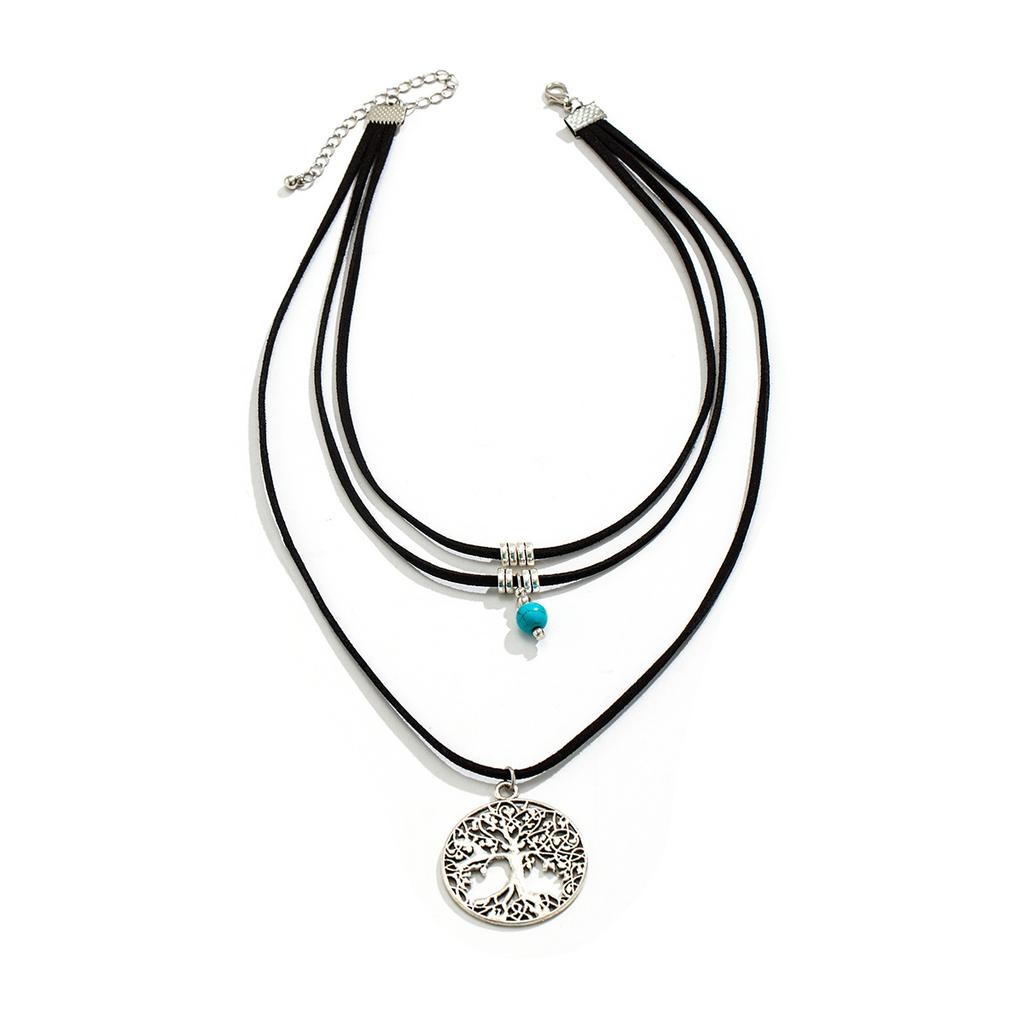 Harajuku Punk Tree Of Life Necklace Female, Retro Niche Time Gem Pendant Necklace