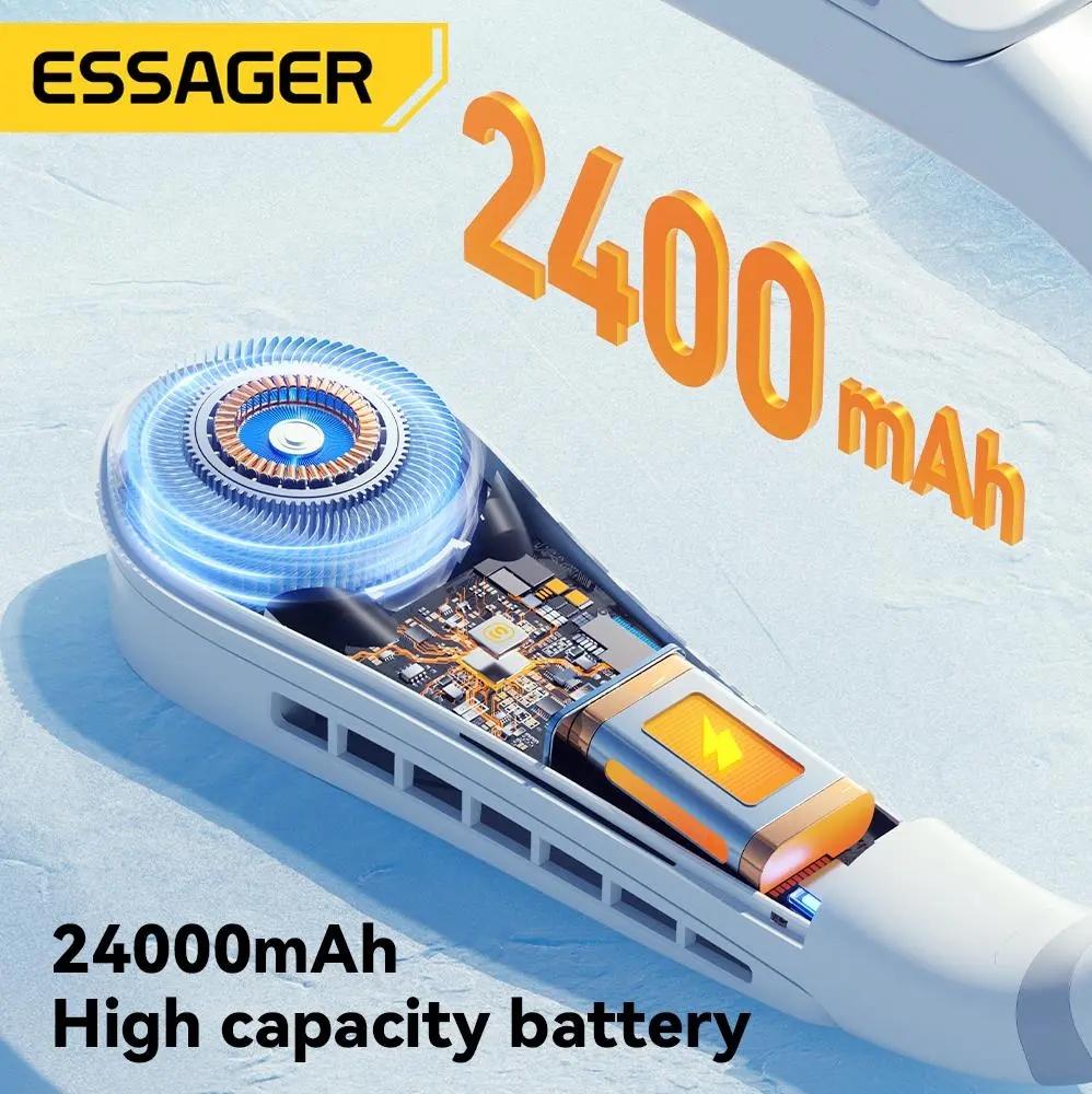 Essager Mini Neck Fan 2400mAh Hanging Neck Fans 5 Speed with Digital Display USB Fan Outdoor Portable Summer Sports Air Cooler