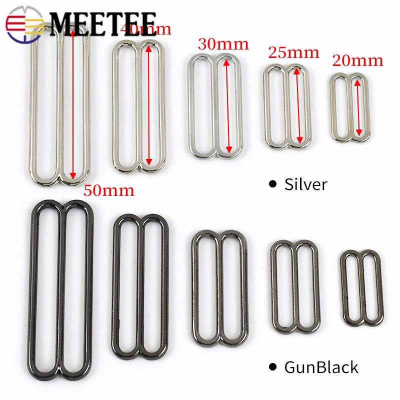 Meetee 30Pcs 20/25/30/40/50mm Metal Tri-Glide Adjust Buckles Bra Strap Clasp Decoration Underwear Ring Hook Sewing Accessories