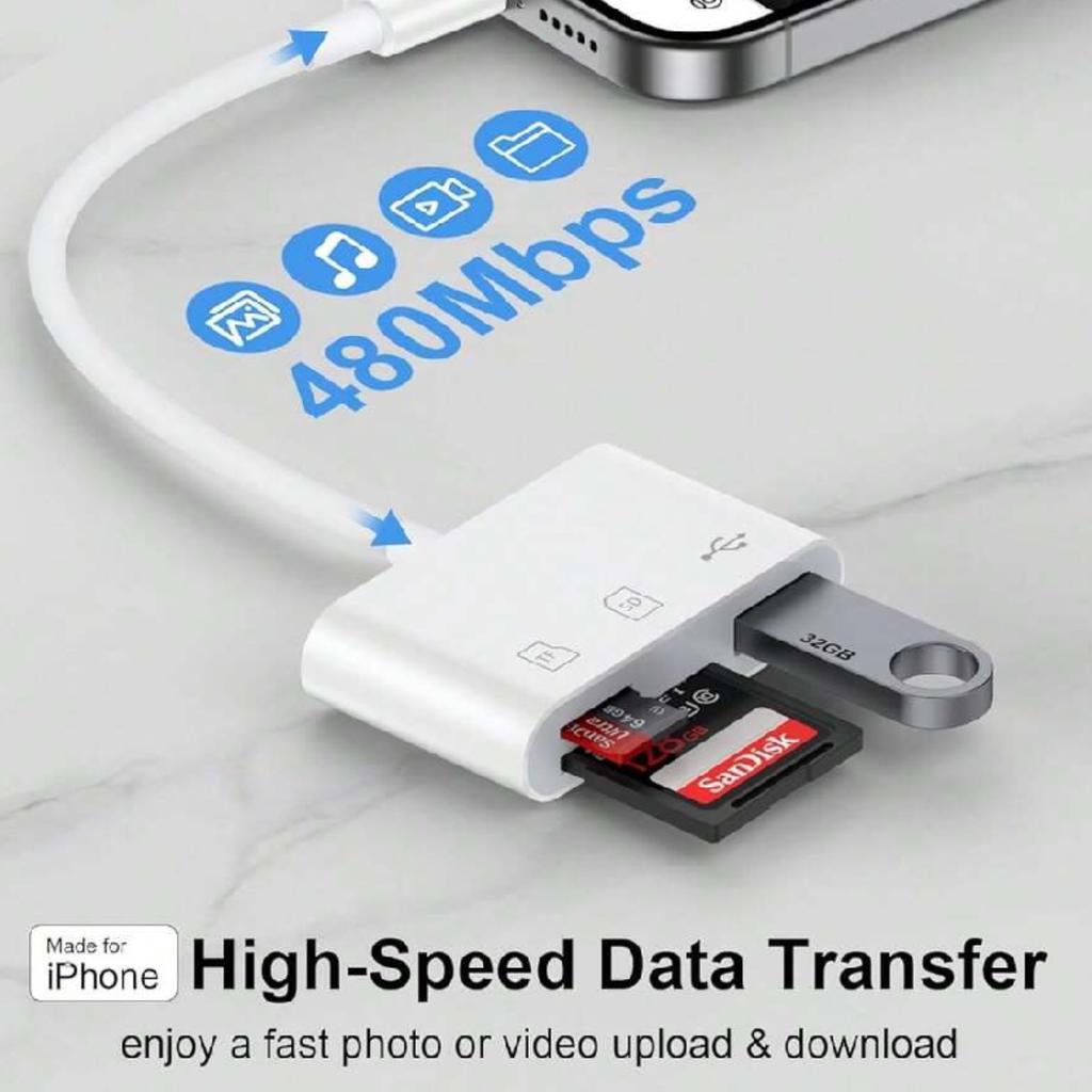 2/4 PCS USB 3.0 SD Card Reader OTG Micro SD TF Card Adapter 3-In-1 Connector For IPhone 15 MacBook Laptop Camera Tablet