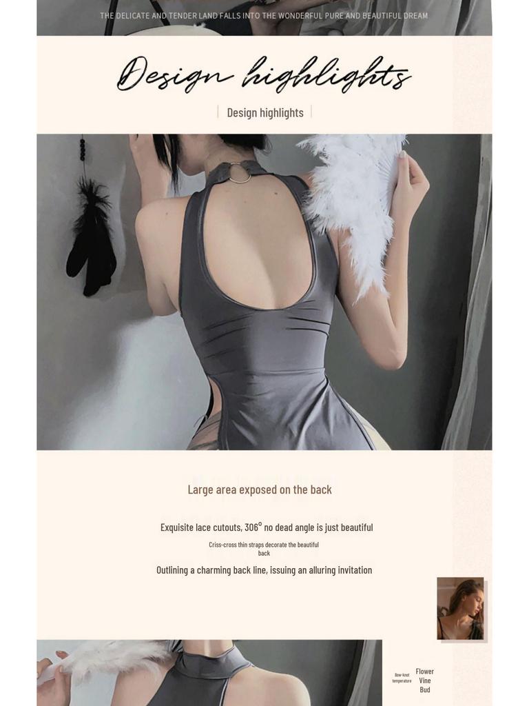 770 Plus Size Sexy Lingerie Slit Cheongsam Dress - Buttock-Revealing Summer Pajamas for Women, High Elasticity, Ideal for Roleplay